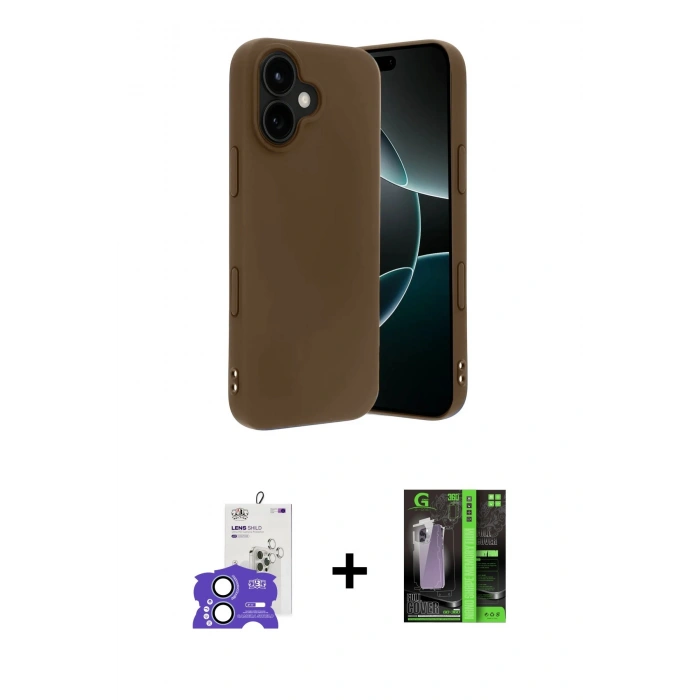 MARSİLYAN™- iPhone 17 Kılıf Kozmos Yansıma Özel Seri - Siyah 360 Mat Full Body Arka Koruyucu + Açık Mavi Bilvis Titan Kamera Lens