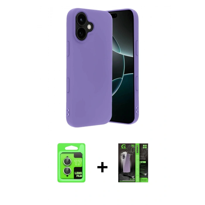 MARSİLYAN™- iPhone 17 Kılıf Kozmos Yansıma Özel Seri - Siyah 360 Mat Full Body Arka Koruyucu + Raze Metal Kamera Lens - AKYL