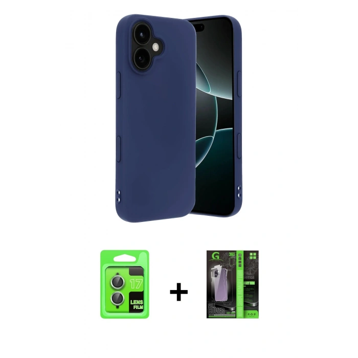MARSİLYAN™- iPhone 17 Kılıf Kozmos Yansıma Özel Seri - Siyah 360 Mat Full Body Arka Koruyucu + Raze Metal Kamera Lens - AKYL