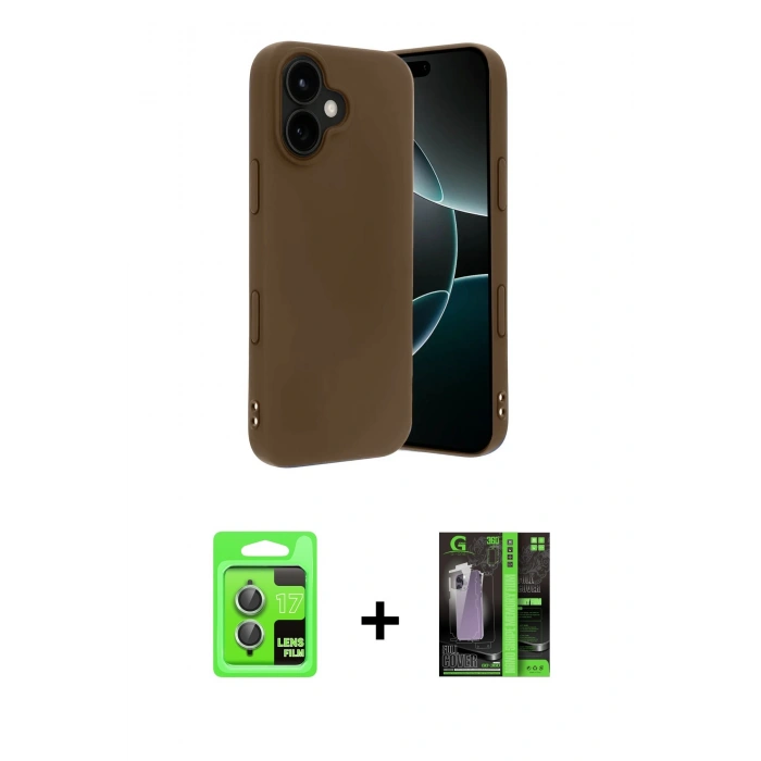 MARSİLYAN™- iPhone 17 Kılıf Kozmos Yansıma Özel Seri - Siyah 360 Mat Full Body Arka Koruyucu + Raze Metal Kamera Lens - AKYL