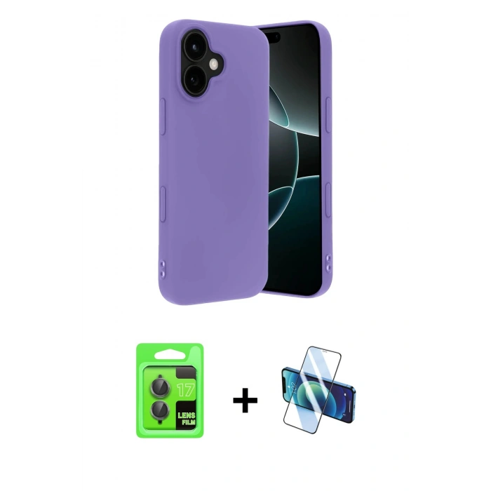 MARSİLYAN™- iPhone 17 Kılıf Kozmos Yansıma Özel Seri - Siyah 3D Antistatik Cam Ekran Koruyucu + Raze Metal Kamera Lens - GI
