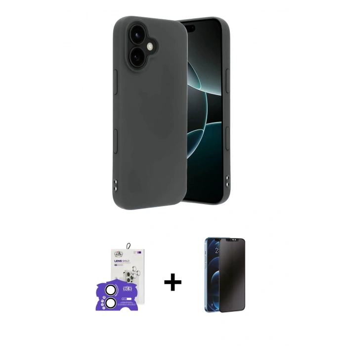 MARSİLYAN™- iPhone 17 Kılıf Kozmos Yansıma Özel Seri - Siyah 3D Antistatik Hayalet Cam Ekran Koruyucu + Bilvis Titan Kamera Lens - AKYL