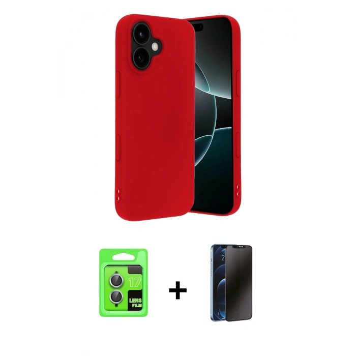 MARSİLYAN™- iPhone 17 Kılıf Kozmos Yansıma Özel Seri - Siyah 3D Antistatik Hayalet Cam Ekran Koruyucu + Raze Metal Kamera Lens - AKMI
