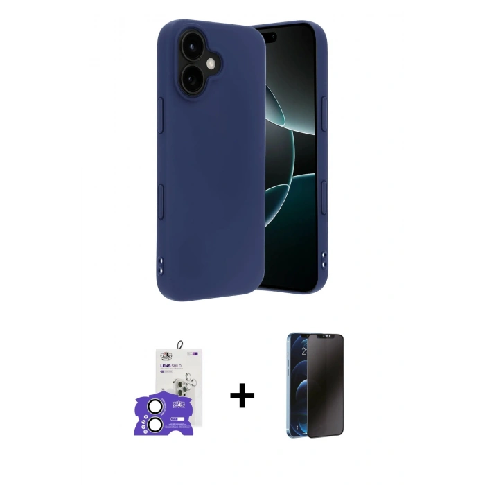 MARSİLYAN™- iPhone 17 Kılıf Kozmos Yansıma Özel Seri - Siyah 3D Antistatik Hayalet Cam Ekran Koruyucu + Bilvis Titan Kamera Lens - AKYL