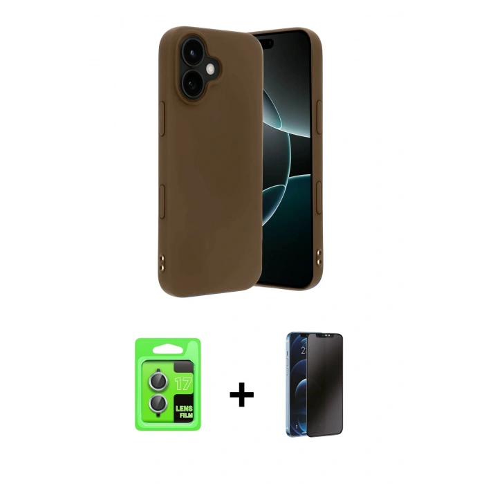 MARSİLYAN™- iPhone 17 Kılıf Kozmos Yansıma Özel Seri - Siyah 3D Antistatik Hayalet Cam Ekran Koruyucu + Raze Metal Kamera Lens - AKMI