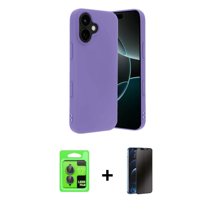 MARSİLYAN™- iPhone 17 Kılıf Kozmos Yansıma Özel Seri - Siyah 3D Antistatik Hayalet Cam Ekran Koruyucu + Raze Metal Kamera Lens - GI