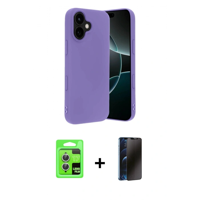 MARSİLYAN™- iPhone 17 Kılıf Kozmos Yansıma Özel Seri - Siyah 3D Antistatik Hayalet Cam Ekran Koruyucu + Raze Metal Kamera Lens - GS