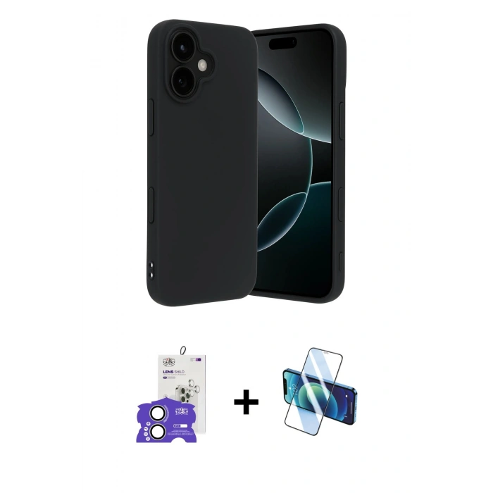 MARSİLYAN™- iPhone 17 Kılıf Kozmos Yansıma Özel Seri - Siyah 3D Antistatik Seramik Nano Ekran Koruyucu + Bilvis Titan Kamera Lens - AKYL