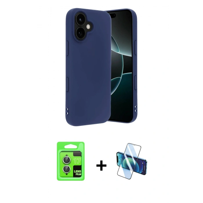 MARSİLYAN™- iPhone 17 Kılıf Kozmos Yansıma Özel Seri - Siyah 3D Antistatik Seramik Nano Ekran Koruyucu + Raze Metal Kamera Lens - AKYL