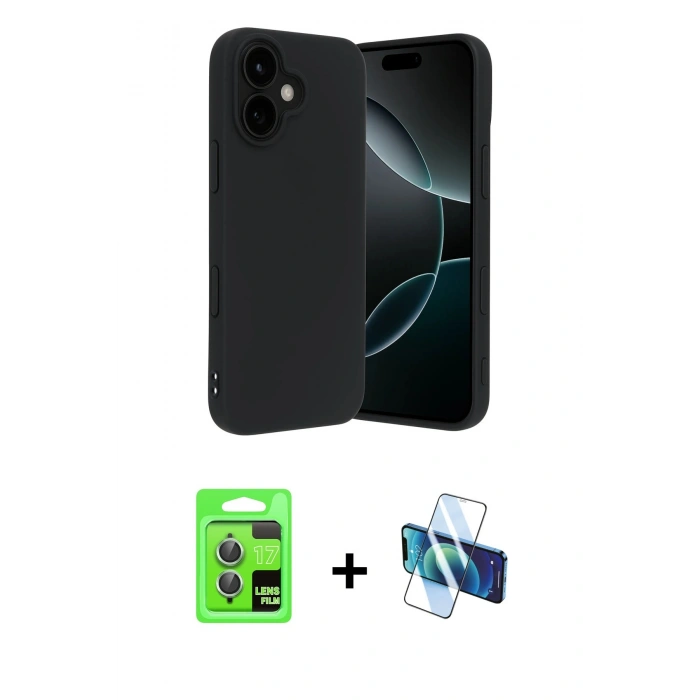 MARSİLYAN™- iPhone 17 Kılıf Kozmos Yansıma Özel Seri - Siyah 3D Antistatik Seramik Nano Ekran Koruyucu + Raze Metal Kamera Lens - AKYL