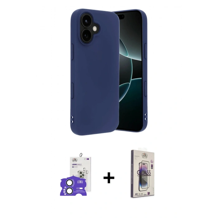 MARSİLYAN™- iPhone 17 Kılıf Kozmos Yansıma Özel Seri - Siyah Bilvis 3D Cam Ekran Koruyucu + Bilvis Titan Kamera Lens - AKMI