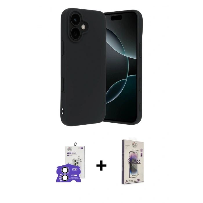 MARSİLYAN™- iPhone 17 Kılıf Kozmos Yansıma Özel Seri - Siyah Bilvis 3D Cam Ekran Koruyucu + Bilvis Titan Kamera Lens - AKYL