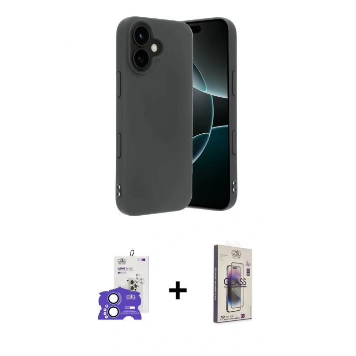 MARSİLYAN™- iPhone 17 Kılıf Kozmos Yansıma Özel Seri - Siyah Bilvis 3D Cam Ekran Koruyucu + Bilvis Titan Kamera Lens - AKMI