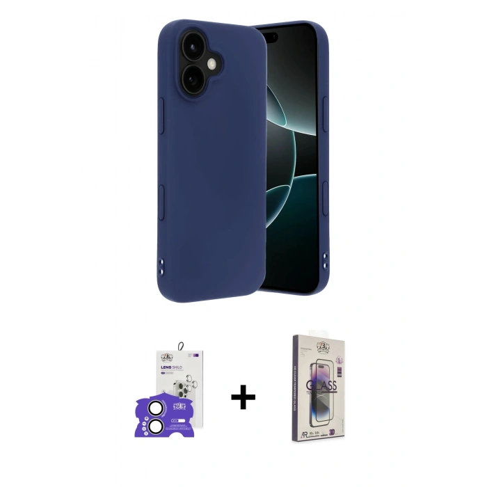 MARSİLYAN™- iPhone 17 Kılıf Kozmos Yansıma Özel Seri - Siyah Bilvis 3D Cam Ekran Koruyucu + Bilvis Titan Kamera Lens - AKYL
