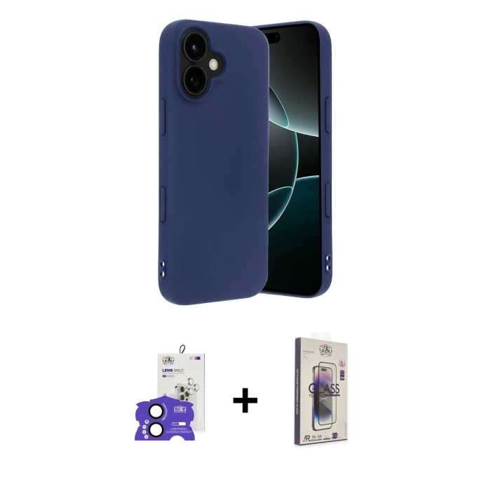 MARSİLYAN™- iPhone 17 Kılıf Kozmos Yansıma Özel Seri - Siyah Bilvis 3D Cam Ekran Koruyucu + Bilvis Titan Kamera Lens - SH