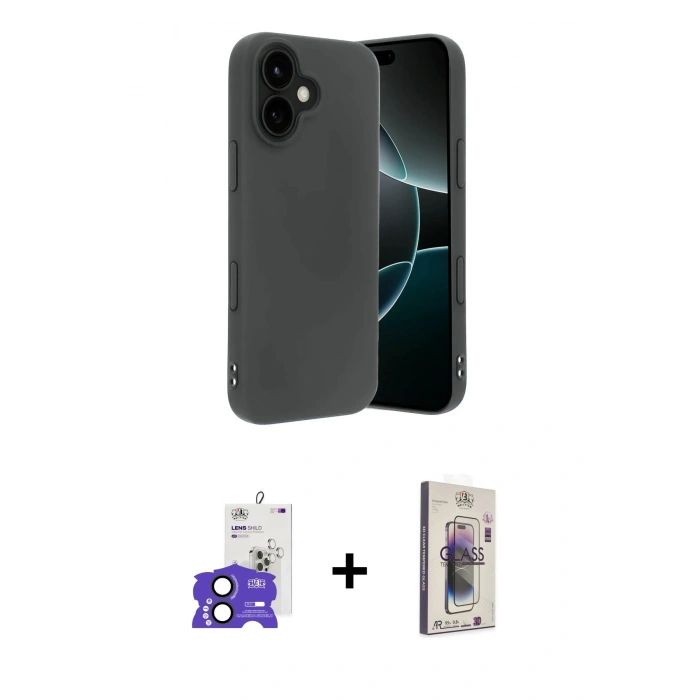 MARSİLYAN™- iPhone 17 Kılıf Kozmos Yansıma Özel Seri - Siyah Bilvis 3D Cam Ekran Koruyucu + Bilvis Titan Kamera Lens - SH