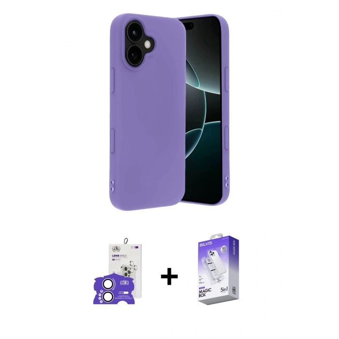 MARSİLYAN™- iPhone 17 Kılıf Kozmos Yansıma Özel Seri - Siyah Bilvis 5in1 3D Magic Cam Ekran Koruyucu + Bilvis Titan Kamera Lens - LA