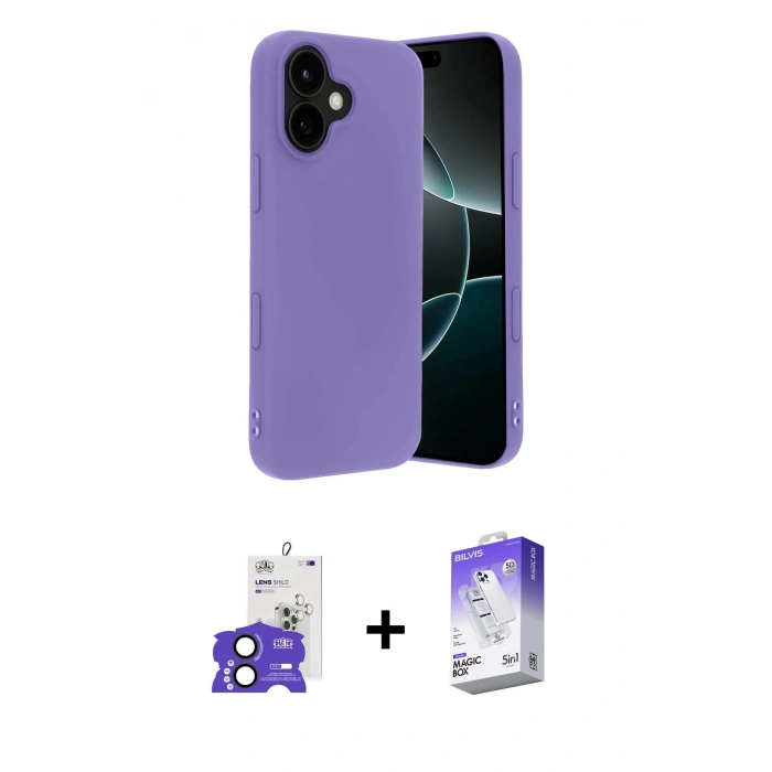 MARSİLYAN™- iPhone 17 Kılıf Kozmos Yansıma Özel Seri - Siyah Bilvis 5in1 3D Magic Cam Ekran Koruyucu + Bilvis Titan Kamera Lens - SH