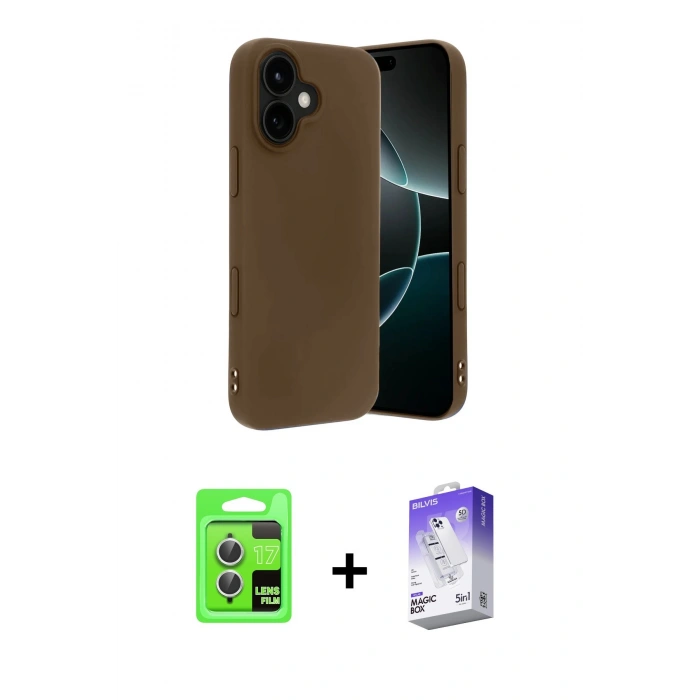 MARSİLYAN™- iPhone 17 Kılıf Kozmos Yansıma Özel Seri - Siyah Bilvis 5in1 3D Magic Cam Ekran Koruyucu + Raze Metal Kamera Lens - GS