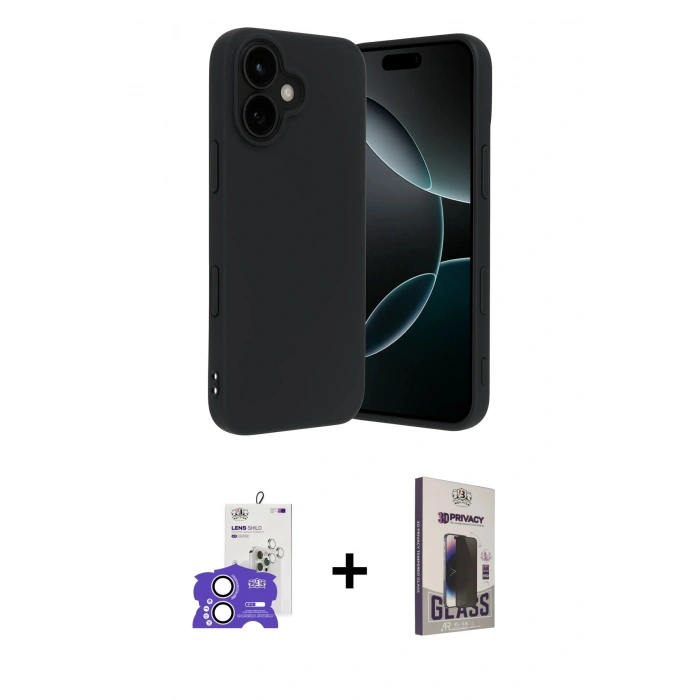 MARSİLYAN™- iPhone 17 Kılıf Kozmos Yansıma Özel Seri - Siyah Bilvis Hayalet Cam Ekran Koruyucu + Bilvis Titan Kamera Lens - LA