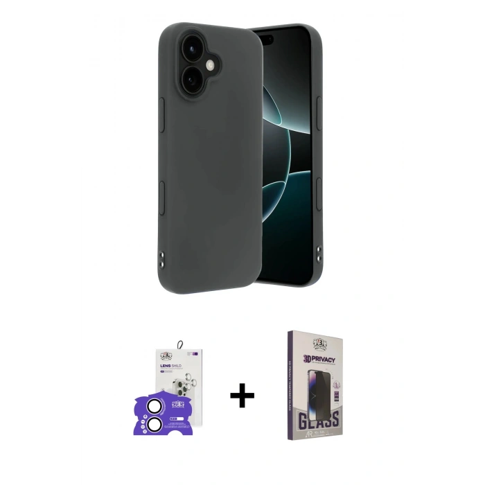 MARSİLYAN™- iPhone 17 Kılıf Kozmos Yansıma Özel Seri - Siyah Bilvis Hayalet Cam Ekran Koruyucu + Bilvis Titan Kamera Lens - LA