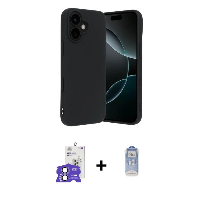 MARSİLYAN™- iPhone 17 Kılıf Kozmos Yansıma Özel Seri - Siyah Joko Magic 5D Cam + Bilvis Titan Kamera Lens - AKYL
