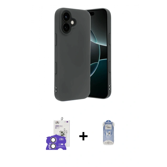 MARSİLYAN™- iPhone 17 Kılıf Kozmos Yansıma Özel Seri - Siyah Joko Magic 5D Cam + Bilvis Titan Kamera Lens - LA