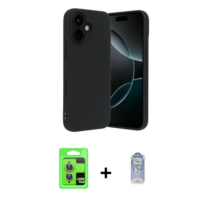 MARSİLYAN™- iPhone 17 Kılıf Kozmos Yansıma Özel Seri - Siyah Joko Magic 5D Cam + Raze Metal Kamera Lens - AKMI