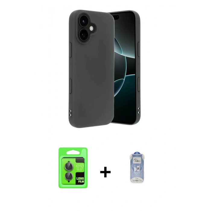 MARSİLYAN™- iPhone 17 Kılıf Kozmos Yansıma Özel Seri - Siyah Joko Magic 5D Cam + Raze Metal Kamera Lens - GI