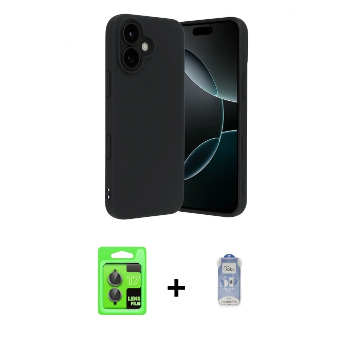 MARSİLYAN™- iPhone 17 Kılıf Kozmos Yansıma Özel Seri - Siyah Joko Magic 5D Cam + Raze Metal Kamera Lens - GI