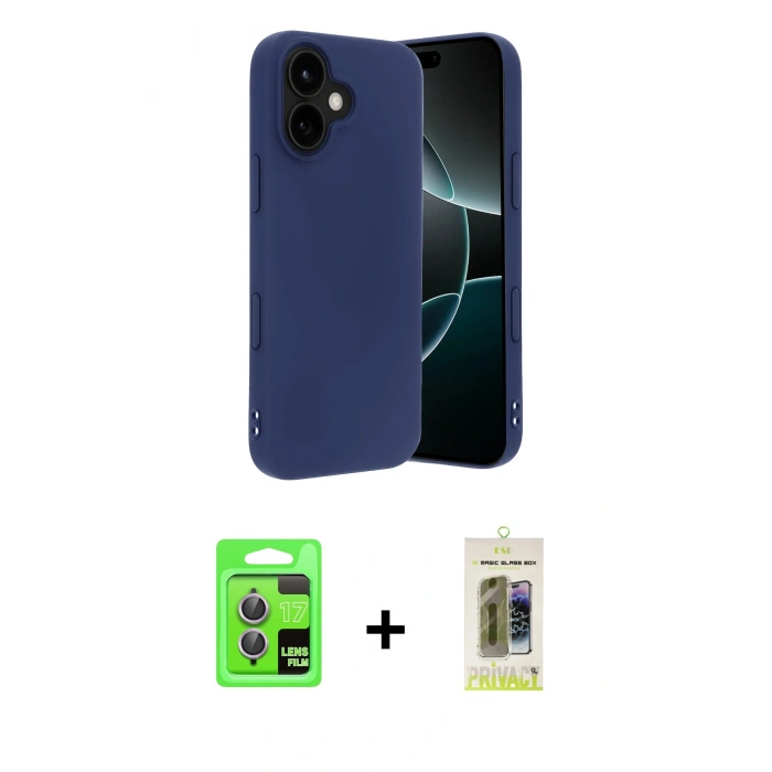 MARSİLYAN™- iPhone 17 Kılıf Kozmos Yansıma Özel Seri - Siyah Joko Magic 5D Hayalet Cam + Raze Metal Kamera Lens - AKMR