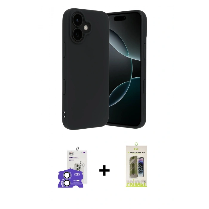 MARSİLYAN™- iPhone 17 Kılıf Kozmos Yansıma Özel Seri - Siyah Joko Magic 5D Hayalet Cam + Açık Yeşil Bilvis Titan Kamera Lens