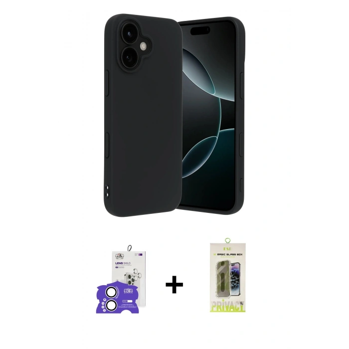 MARSİLYAN™- iPhone 17 Kılıf Kozmos Yansıma Özel Seri - Siyah Joko Magic 5D Hayalet Cam + Bilvis Titan Kamera Lens - GS