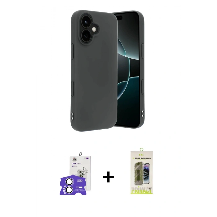 MARSİLYAN™- iPhone 17 Kılıf Kozmos Yansıma Özel Seri - Siyah Joko Magic 5D Hayalet Cam + Bilvis Titan Kamera Lens - GS