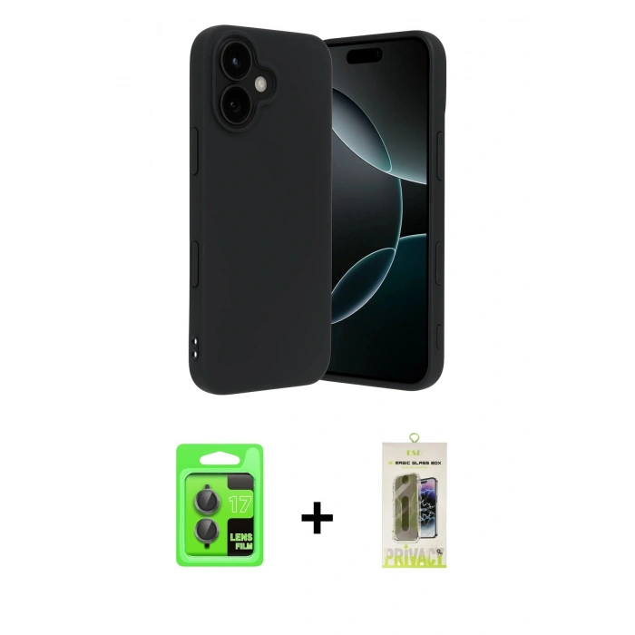 MARSİLYAN™- iPhone 17 Kılıf Kozmos Yansıma Özel Seri - Siyah Joko Magic 5D Hayalet Cam + Raze Metal Kamera Lens - GI