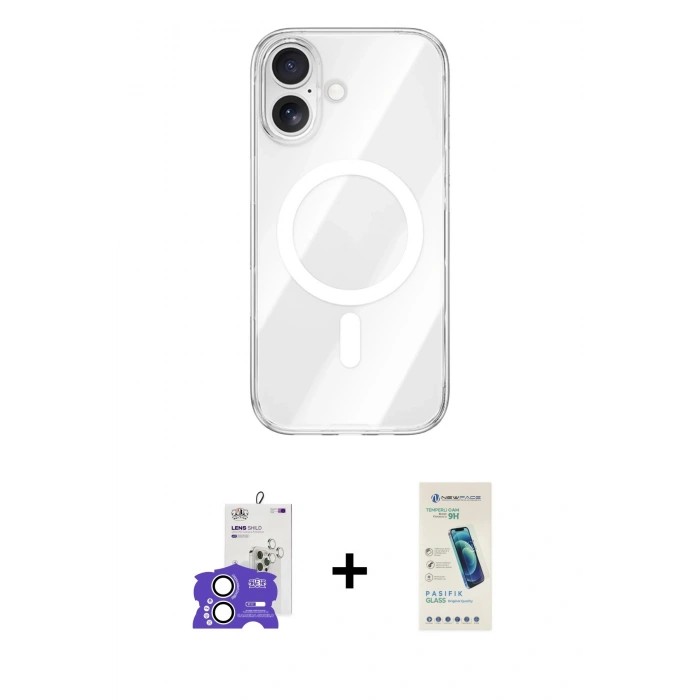 MARSİLYAN™- iPhone 17 Kılıf Kutup Klasik Serisi - Şeffaf Pasifik Cam Ekran Koruyucu + Bilvis Titan Kamera Lens - GS