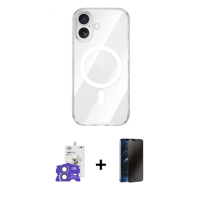 MARSİLYAN™- iPhone 17 Kılıf Kutup Klasik Serisi - Siyah 3D Antistatik Hayalet Cam Ekran Koruyucu + Bilvis Titan Kamera Lens - AKMI