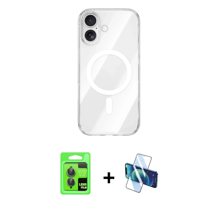 MARSİLYAN™- iPhone 17 Kılıf Kutup Klasik Serisi - Siyah 3D Antistatik Seramik Nano Ekran Koruyucu + Raze Metal Kamera Lens - GI