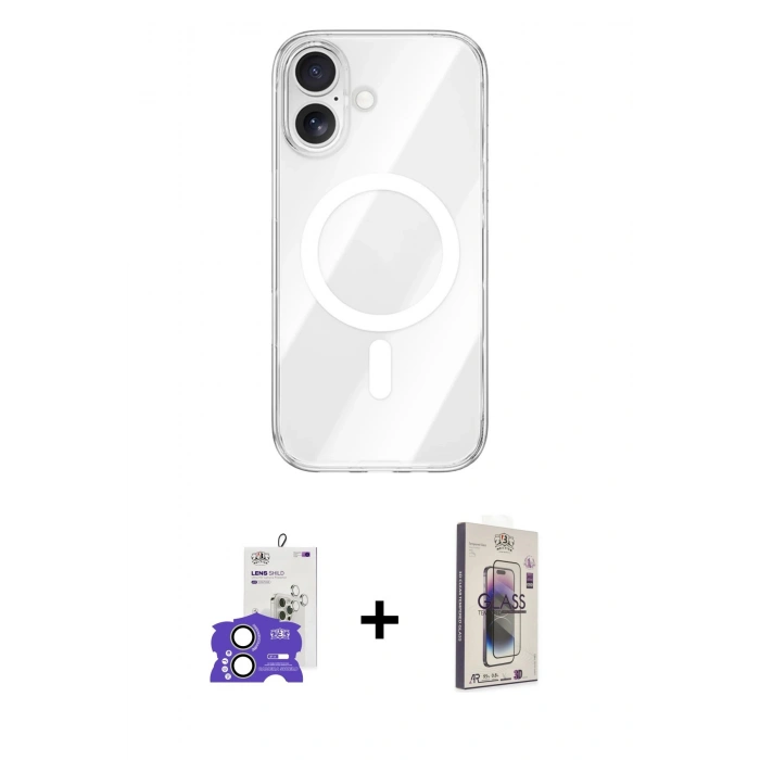 MARSİLYAN™- iPhone 17 Kılıf Kutup Klasik Serisi - Siyah Bilvis 3D Cam Ekran Koruyucu + Bilvis Titan Kamera Lens - AKYL