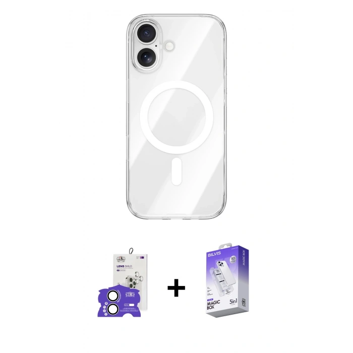 MARSİLYAN™- iPhone 17 Kılıf Kutup Klasik Serisi - Siyah Bilvis 5in1 3D Magic Cam Ekran Koruyucu + Bilvis Titan Kamera Lens - AKYL