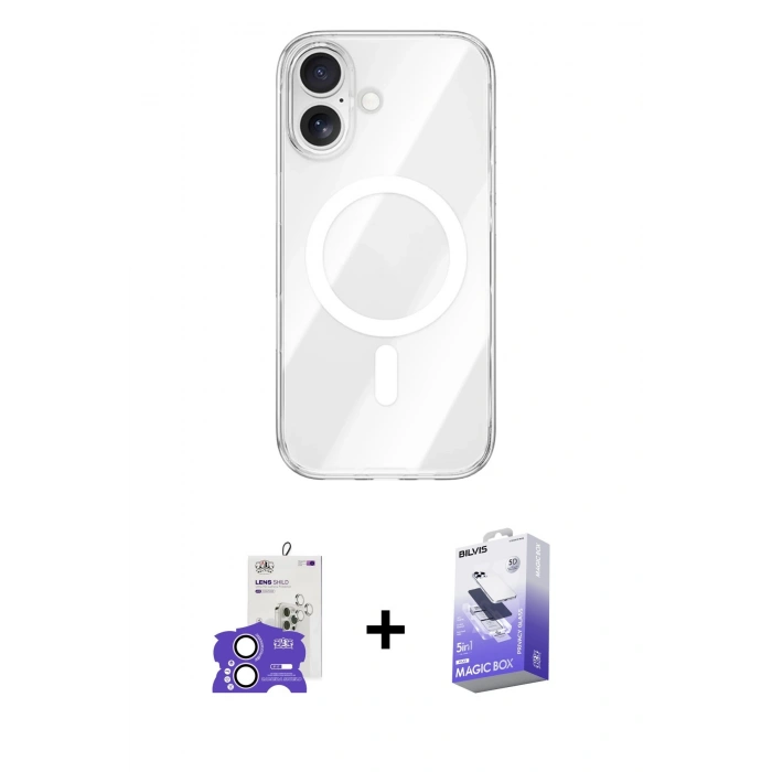 MARSİLYAN™- iPhone 17 Kılıf Kutup Klasik Serisi - Siyah Bilvis 5in1 5D Magic Hayalet Cam Ekran Koruyucu + Bilvis Titan Kamera Lens - LA