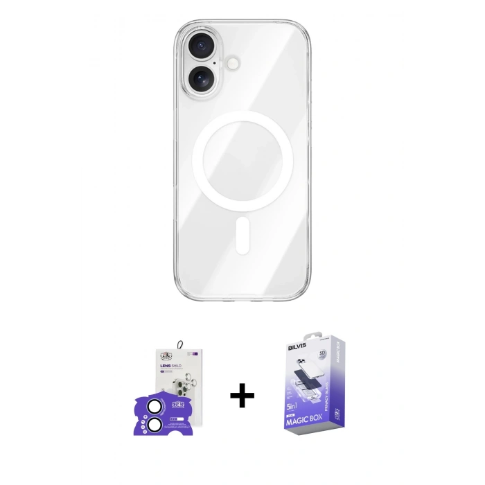 MARSİLYAN™- iPhone 17 Kılıf Kutup Klasik Serisi - Siyah Bilvis 5in1 5D Magic Hayalet Cam Ekran Koruyucu + Bilvis Titan Kamera Lens - AKMI
