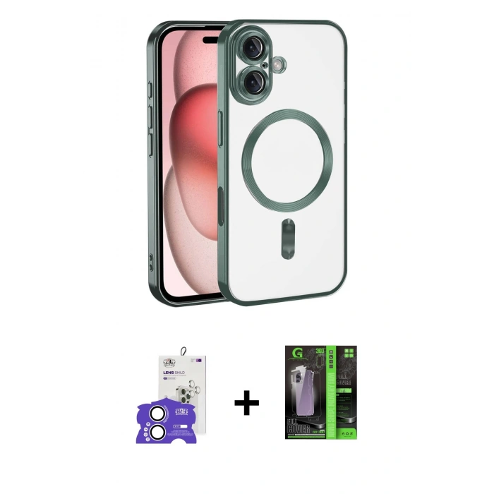 MARSİLYAN™- iPhone 17 Kılıf Nova Işık Özel Seri - Şeffaf 360 Full Body Arka Koruyucu + Bilvis Titan Kamera Lens - GS
