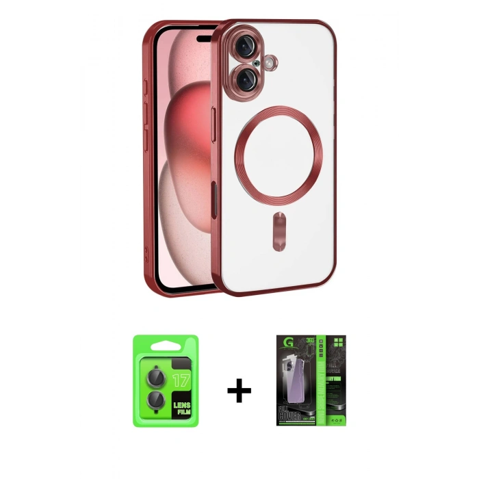MARSİLYAN™- iPhone 17 Kılıf Nova Işık Özel Seri - Şeffaf 360 Full Body Arka Koruyucu + Raze Metal Kamera Lens - GI