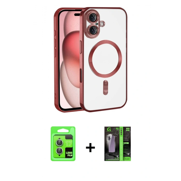 MARSİLYAN™- iPhone 17 Kılıf Nova Işık Özel Seri - Şeffaf 360 Full Body Arka Koruyucu + Raze Metal Kamera Lens - AKYL