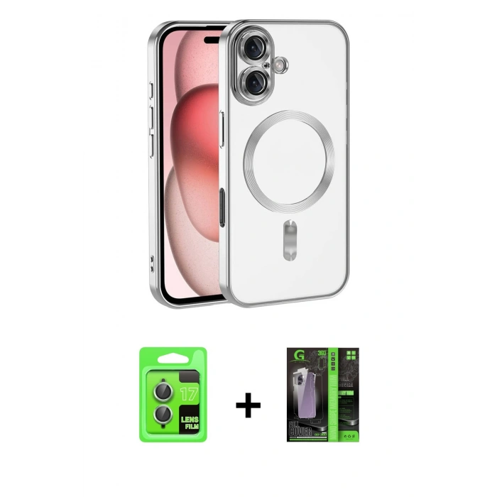 MARSİLYAN™- iPhone 17 Kılıf Nova Işık Özel Seri - Şeffaf 360 Full Body Arka Koruyucu + Raze Metal Kamera Lens - AKYL