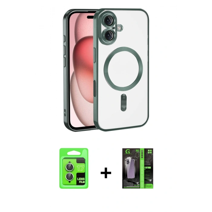 MARSİLYAN™- iPhone 17 Kılıf Nova Işık Özel Seri - Şeffaf 360 Full Body Arka Koruyucu + Raze Metal Kamera Lens - AKYL