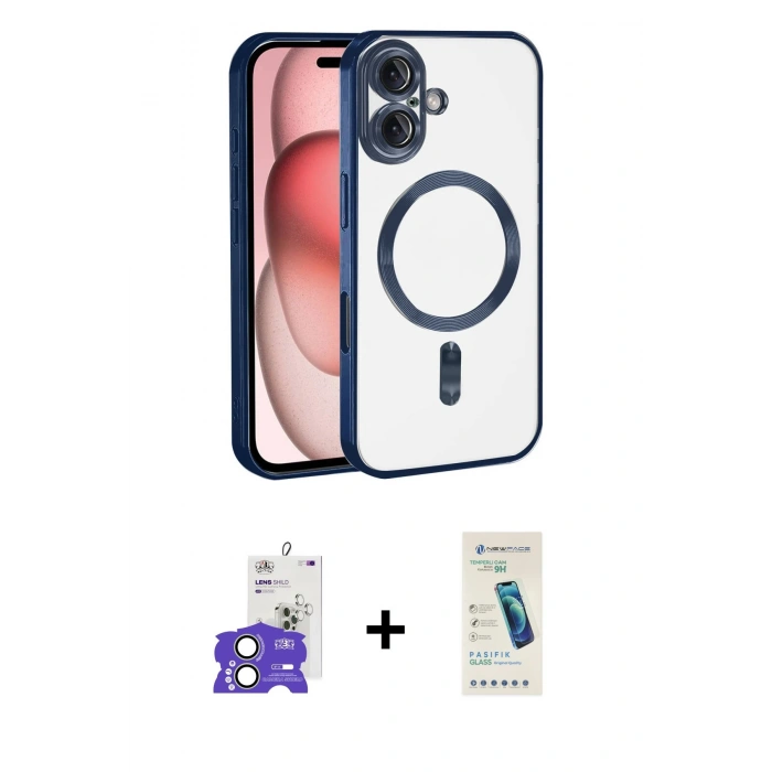 MARSİLYAN™- iPhone 17 Kılıf Nova Işık Özel Seri - Şeffaf Pasifik Cam Ekran Koruyucu + Açık Yeşil Bilvis Titan Kamera Lens