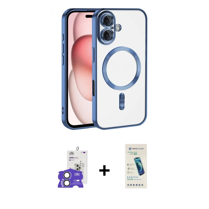 MARSİLYAN™- iPhone 17 Kılıf Nova Işık Özel Seri - Şeffaf Pasifik Cam Ekran Koruyucu + Açık Yeşil Bilvis Titan Kamera Lens
