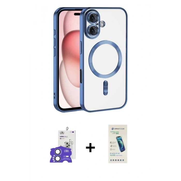 MARSİLYAN™- iPhone 17 Kılıf Nova Işık Özel Seri - Şeffaf Pasifik Cam Ekran Koruyucu + Bilvis Titan Kamera Lens - AKMI